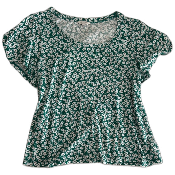 Lucky Brand Tops - Lucky Brand Green Floral Scoop Neck Tee – Women’s L